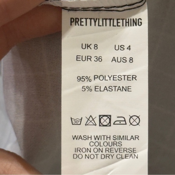 PrettyLittleThing Black Grid Check Kick Flare Split Hem Detail Pant Size 4 Women - Picture 7 of 11